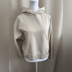 Zara Beige Cropped Hoodie | Size L